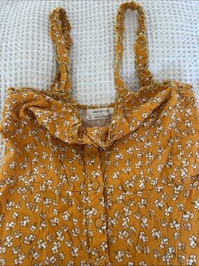 Urban Outfitters Mustard Floral Ruffle Cami romper